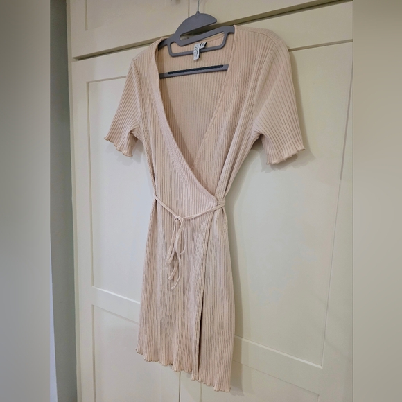& Other Stories Cream Ribbed Wrap Robe - Picture 6 of 12